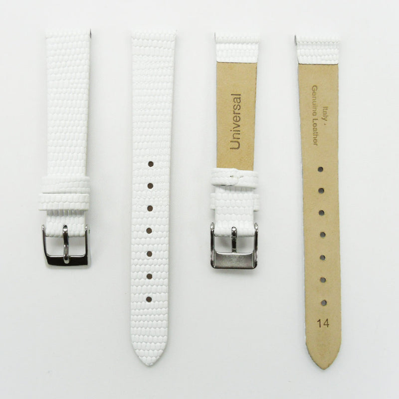 Load image into Gallery viewer, Lizard Style, Ladies Watch Band, 14MM Wide Flat, Regular Size, Blue Color, Silver Buckle, Genuine Leather Strap Replacement
