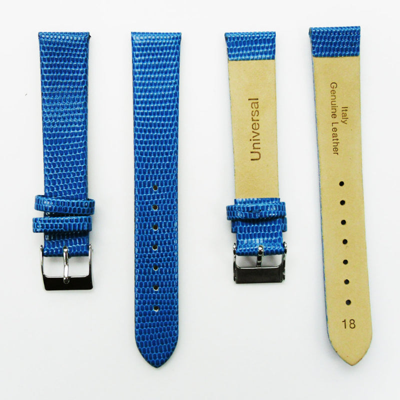 Load image into Gallery viewer, Lizard Watch Band, 18MM Wide Flat, Regular Size, Yellow Color, Silver Buckle, Genuine Leather Strap Replacement
