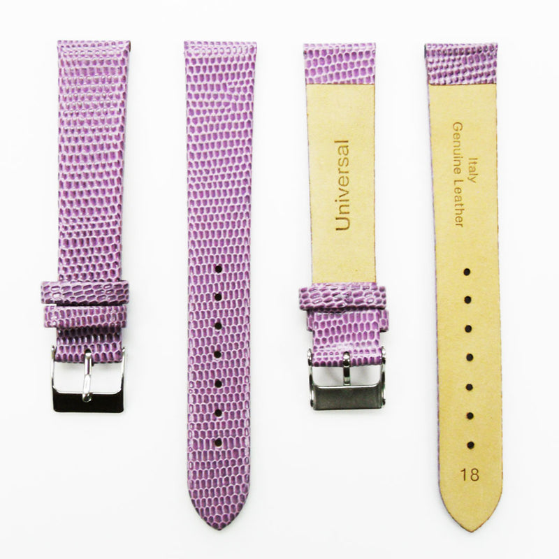 Load image into Gallery viewer, Lizard Watch Band, 18MM Wide Flat, Regular Size, Yellow Color, Silver Buckle, Genuine Leather Strap Replacement
