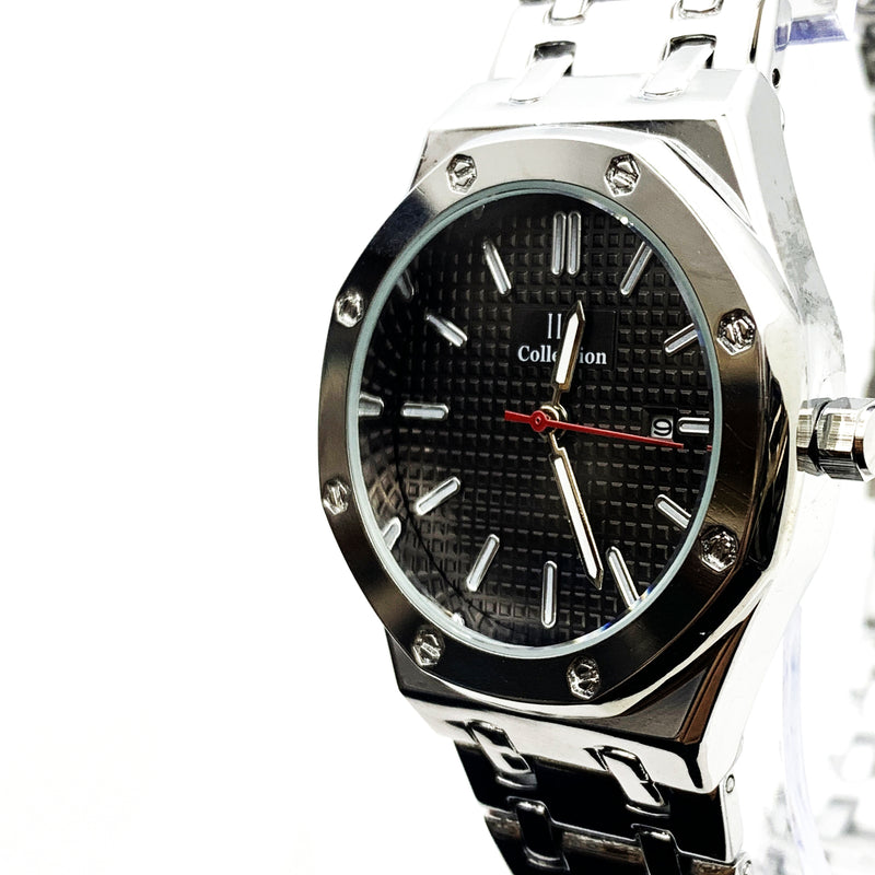 Load image into Gallery viewer, Men&#39;s Fashion Watch Silver Case Black Dial with Date Luxury Quartz
