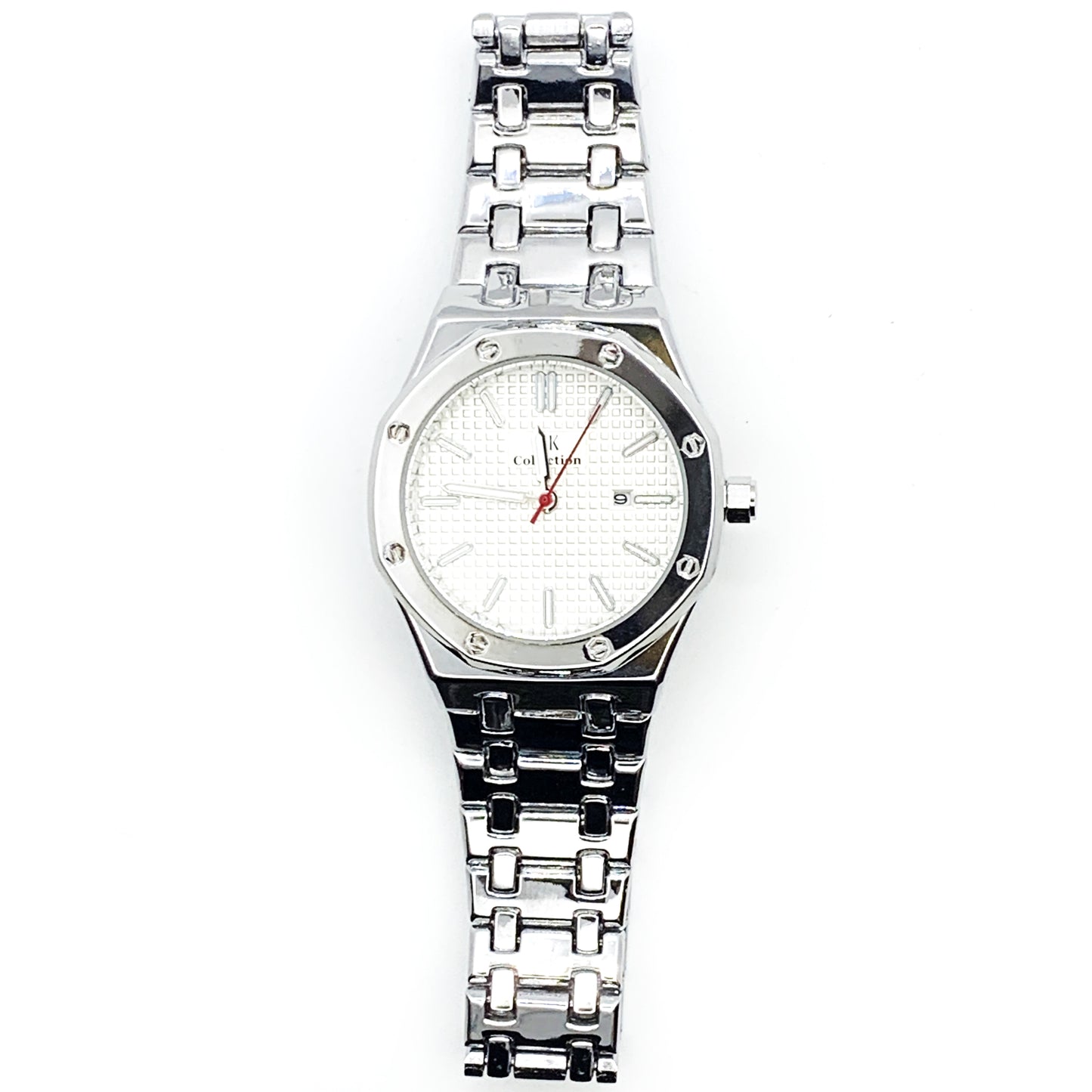 Ladies Fashion Watch Silver Case White Dial with Date Luxury Look - Universal Jewelers & Watch Tools Inc.