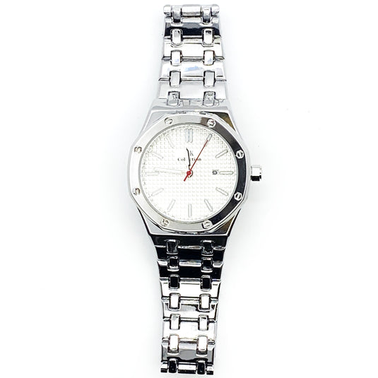 Ladies Fashion Watch Silver Case White Dial with Date Luxury Look