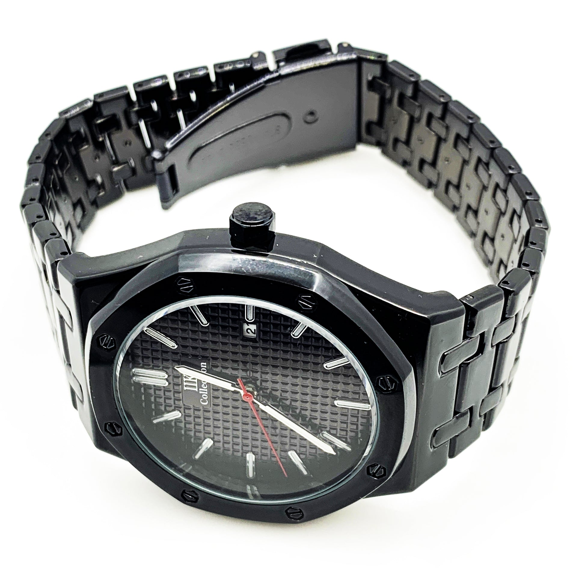 Men's Fashion Watch Black Case Black Dial with Date Luxury Quartz - Universal Jewelers & Watch Tools Inc.