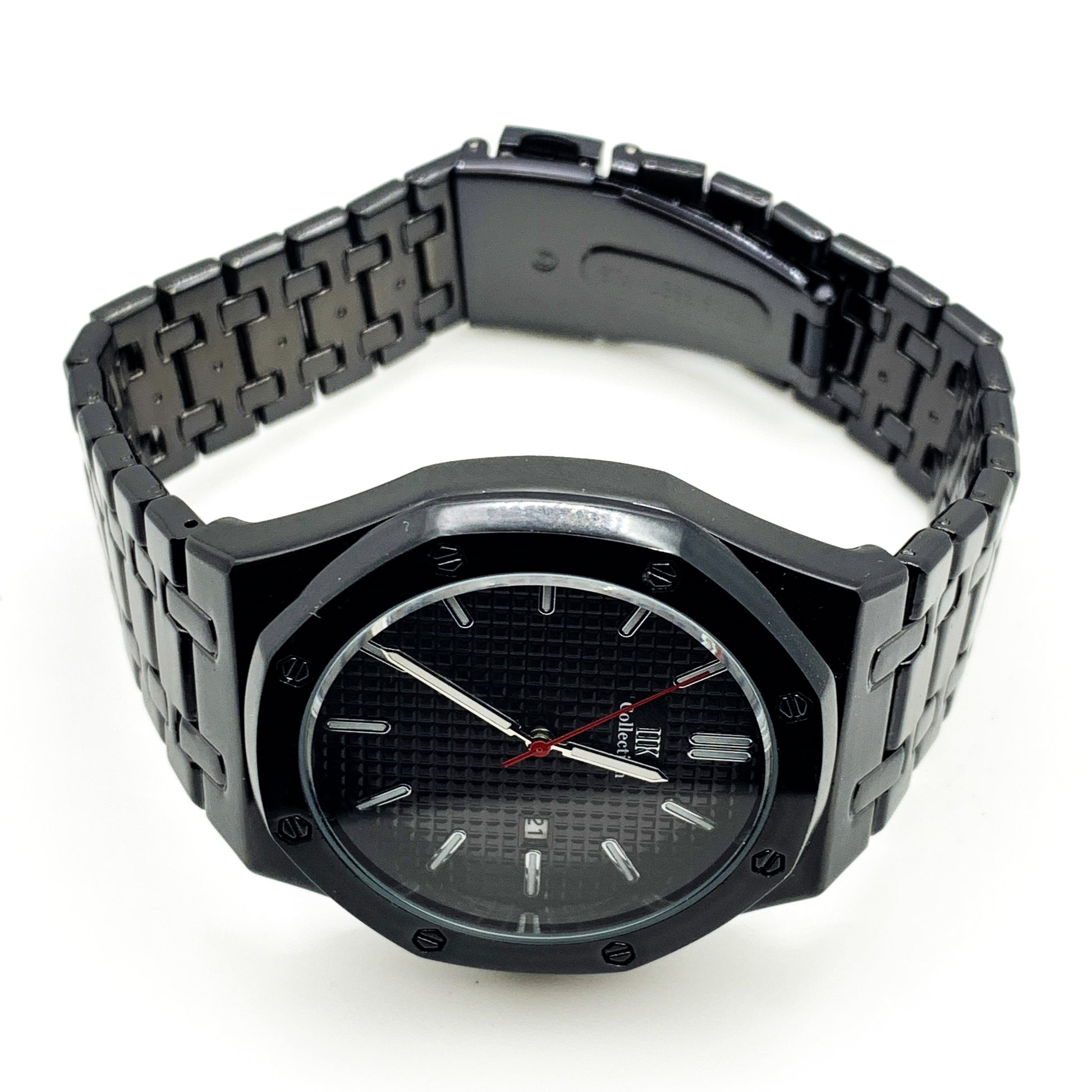 Men's Fashion Watch Black Case Black Dial with Date Luxury Quartz - Universal Jewelers & Watch Tools Inc.