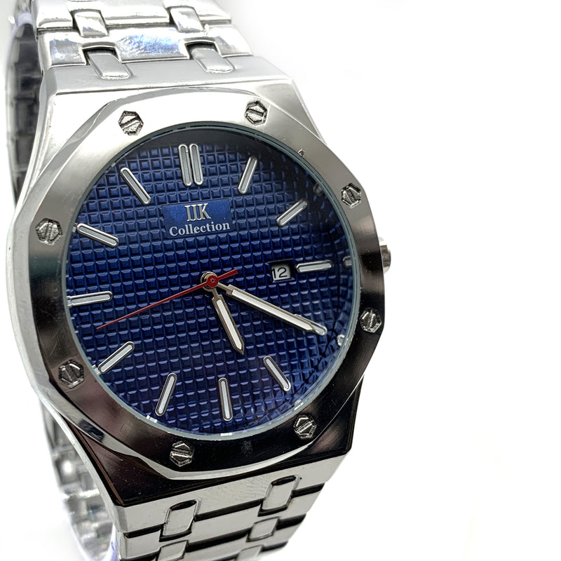 Load image into Gallery viewer, Men&#39;s Fashion Watch Silver Case Blue Dial with Date Luxury Quartz
