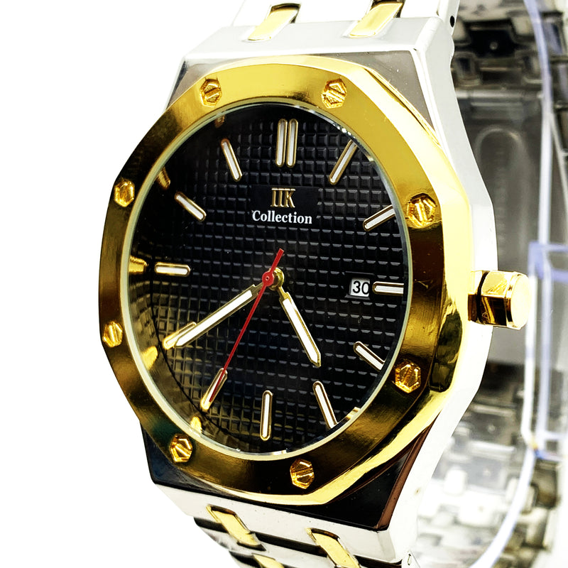 Load image into Gallery viewer, Men&#39;s Fashion Watch Yellow Golden Case Black Dial with Date Luxury Quartz
