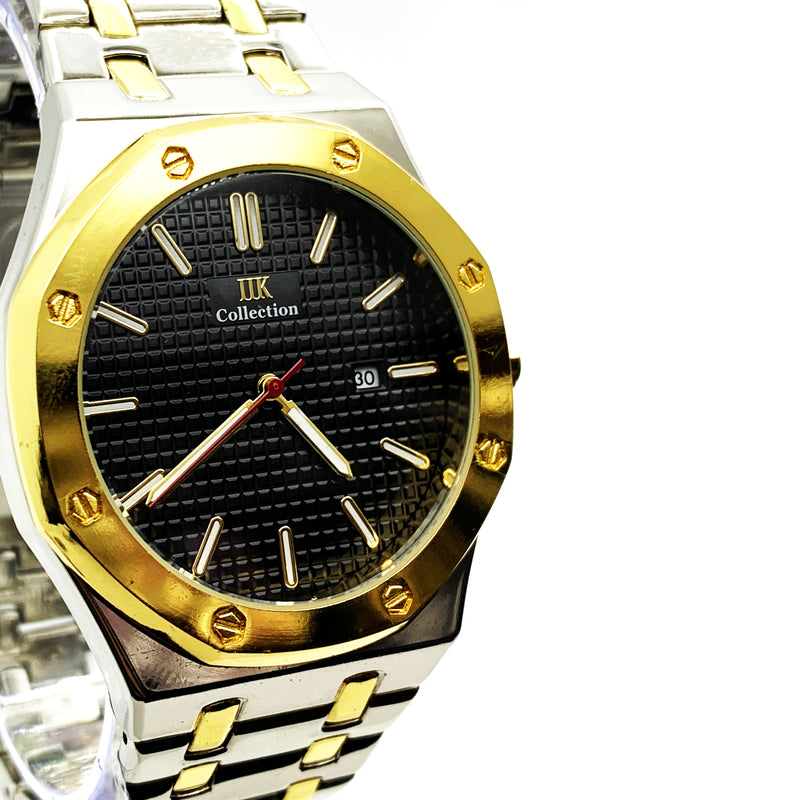 Load image into Gallery viewer, Men&#39;s Fashion Watch Yellow Golden Case Black Dial with Date Luxury Quartz
