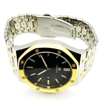 Men's Fashion Watch Yellow Golden Case Black Dial with Date Luxury Quartz