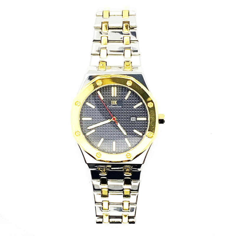 Load image into Gallery viewer, Men&#39;s Fashion Watch Yellow Golden Case Black Dial with Date Luxury Quartz
