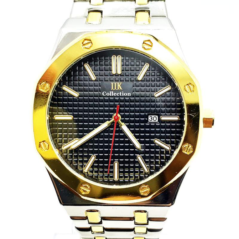 Load image into Gallery viewer, Men&#39;s Fashion Watch Yellow Golden Case Black Dial with Date Luxury Quartz
