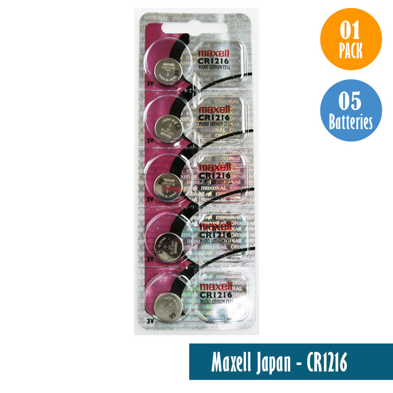 Load image into Gallery viewer, Maxell Japan - CR1216 Watch Batteries Single Pack 5 Batteries - Universal Jewelers &amp; Watch Tools Inc. 
