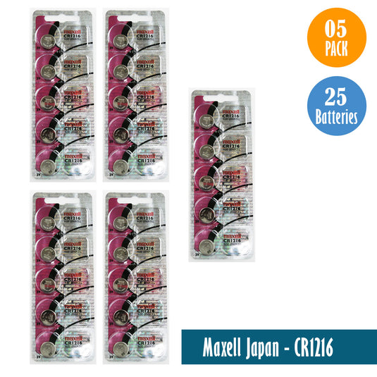 Maxell Japan - CR1216 Watch Batteries Single Pack 5 Batteries