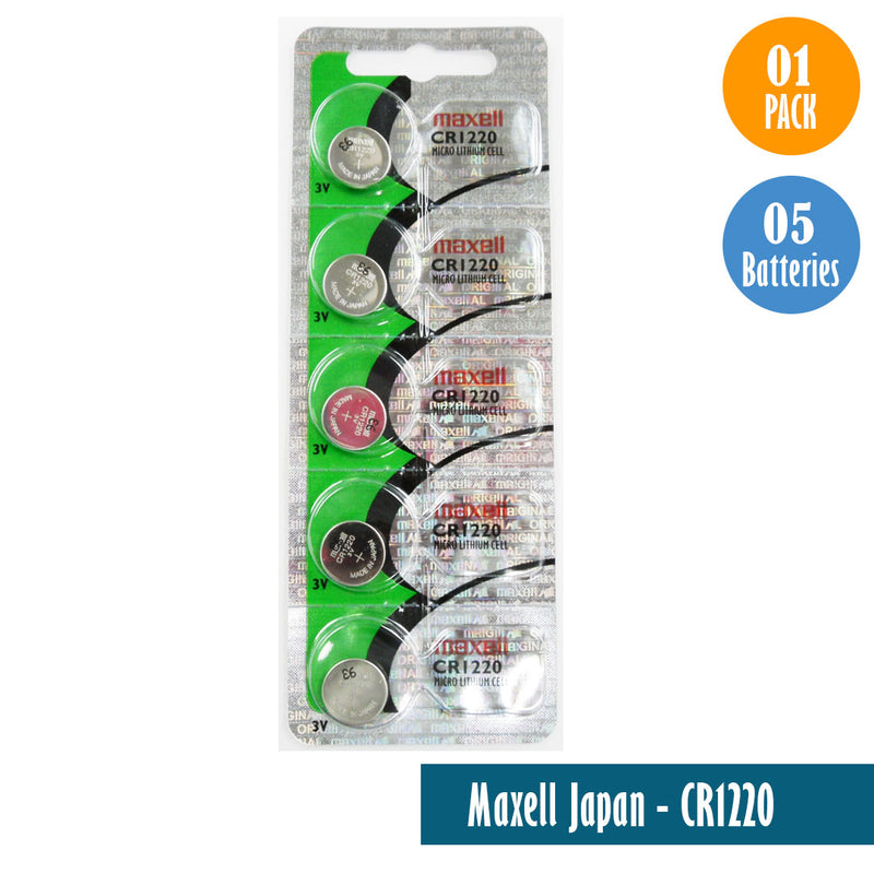 Load image into Gallery viewer, Maxell Japan - CR1220 Watch Batteries Single Pack with 5 Batteries - Universal Jewelers &amp; Watch Tools Inc. 
