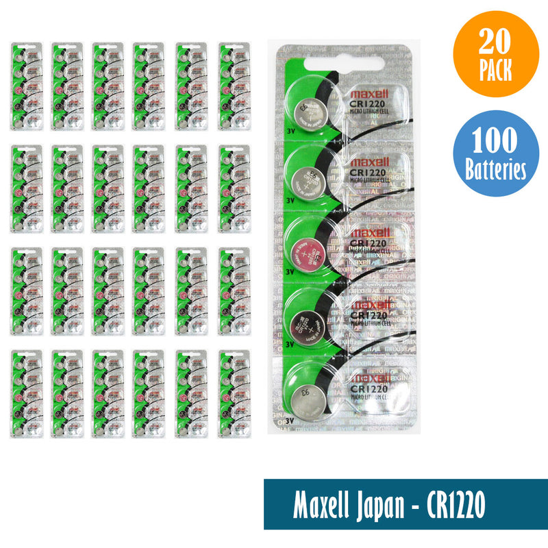 Load image into Gallery viewer, Maxell Japan - CR1220 Watch Batteries Single Pack with 5 Batteries
