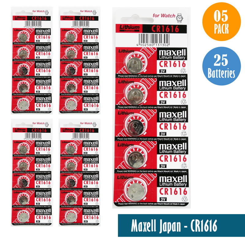 Load image into Gallery viewer, Maxell Japan - CR1616 Watch Batteries Single Pack of 5 Batteries
