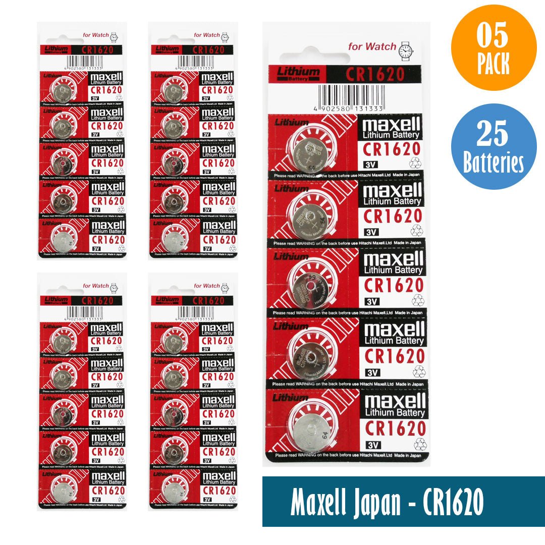 Maxell Japan - CR1620 Watch Batteries Single Pack of 5 Batteries - Universal Jewelers & Watch Tools Inc.