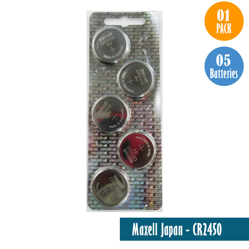 Load image into Gallery viewer, Maxell Japan - CR2450 Watch Batteries 1 Pack of 5 Batteries - Universal Jewelers &amp; Watch Tools Inc. 
