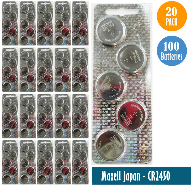 Load image into Gallery viewer, Maxell Japan - CR2450 Watch Batteries 1 Pack of 5 Batteries
