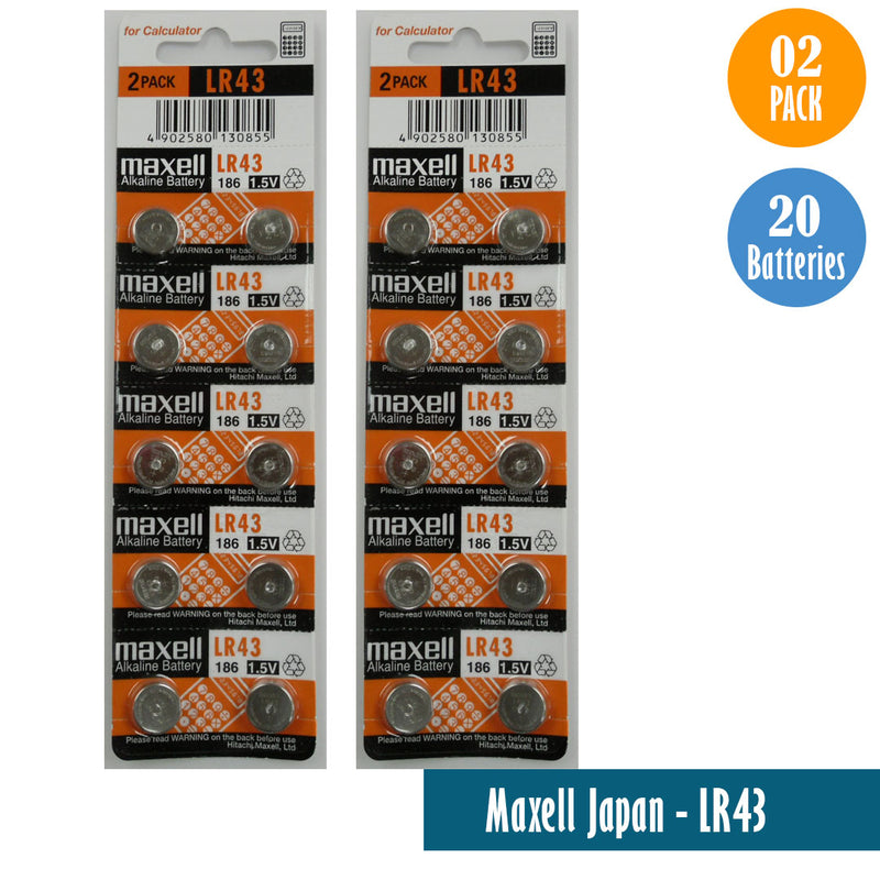 Load image into Gallery viewer, Maxell Japan - LR43 (186) Watch Batteries Single Pack of 10 Batteries
