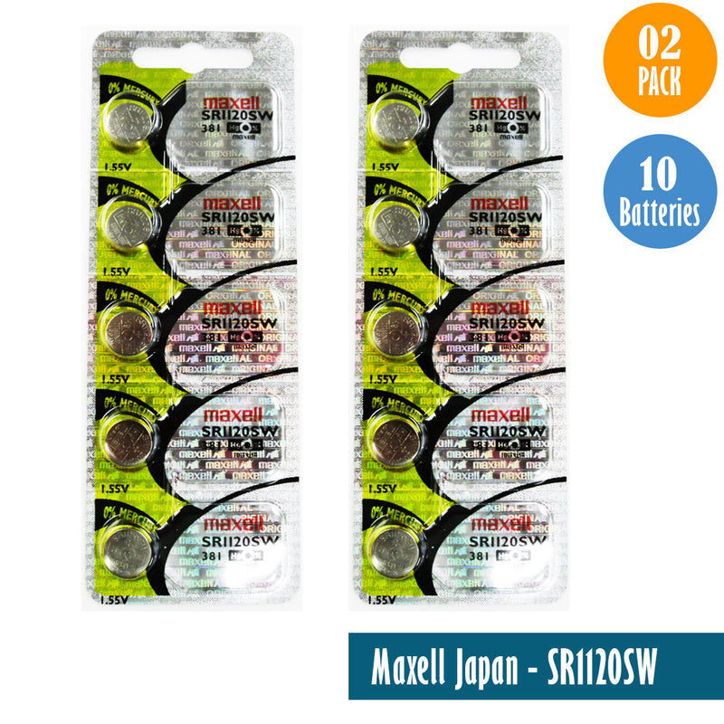 Load image into Gallery viewer, Maxell Japan - SR1120SW (381) Watch Batteries Single Pack, 5 Batteries
