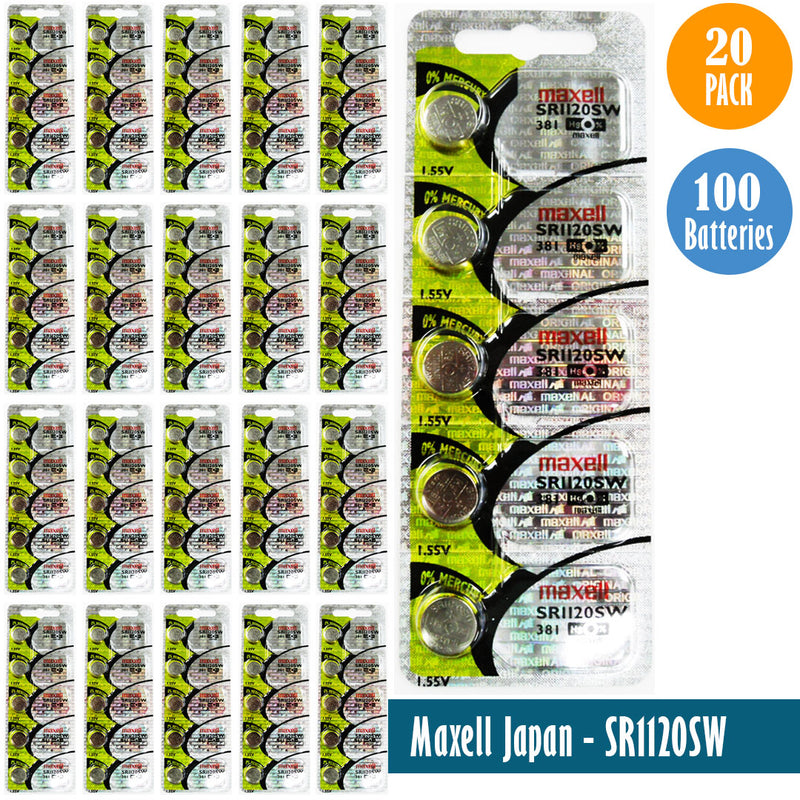 Load image into Gallery viewer, Maxell Japan - SR1120SW (381) Watch Batteries Single Pack, 5 Batteries
