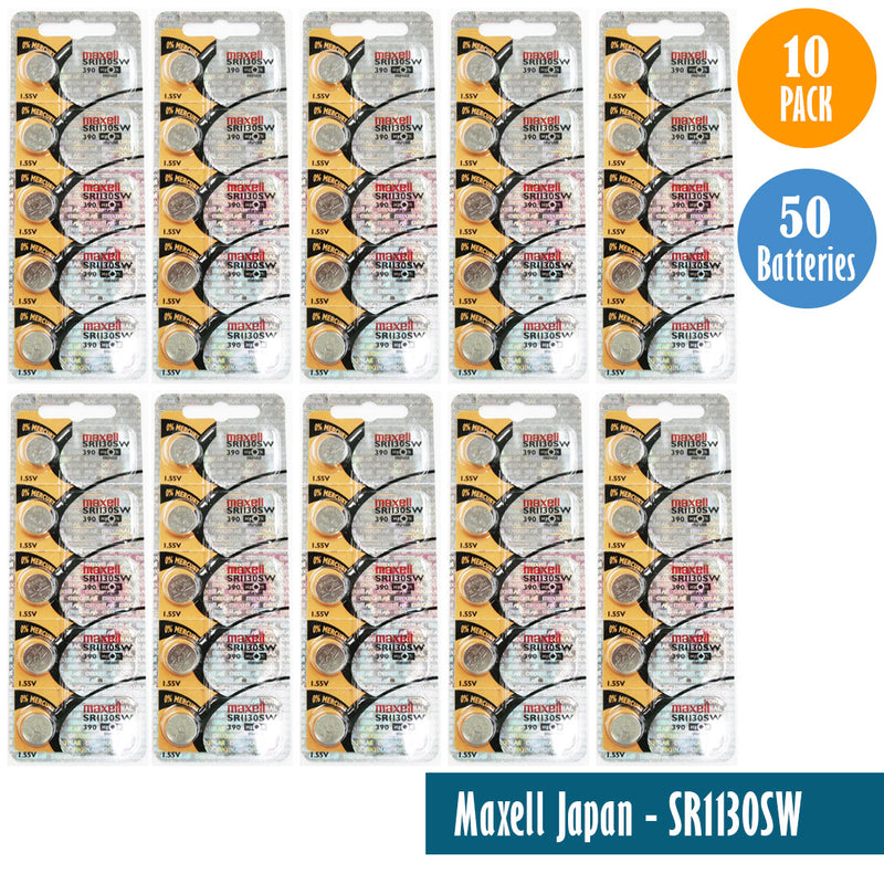 Load image into Gallery viewer, Maxell Japan - SR1130SW (390) Watch Batteries Single Pack, 5 Batteries
