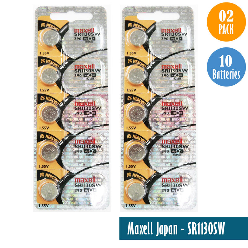 Load image into Gallery viewer, Maxell Japan - SR1130SW (390) Watch Batteries Single Pack, 5 Batteries
