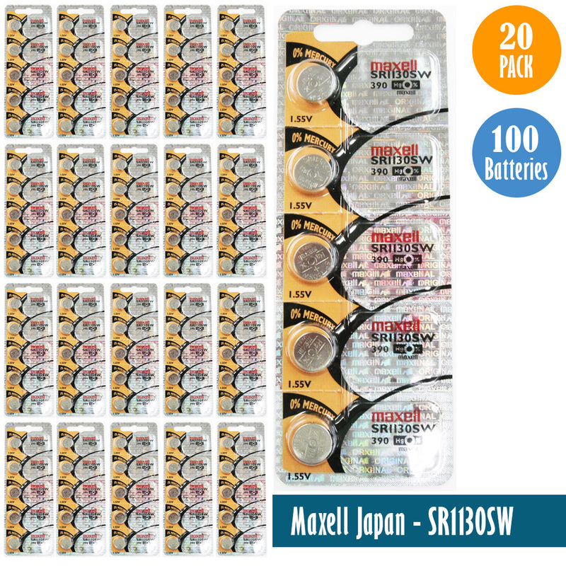 Load image into Gallery viewer, Maxell Japan - SR1130SW (390) Watch Batteries Single Pack, 5 Batteries
