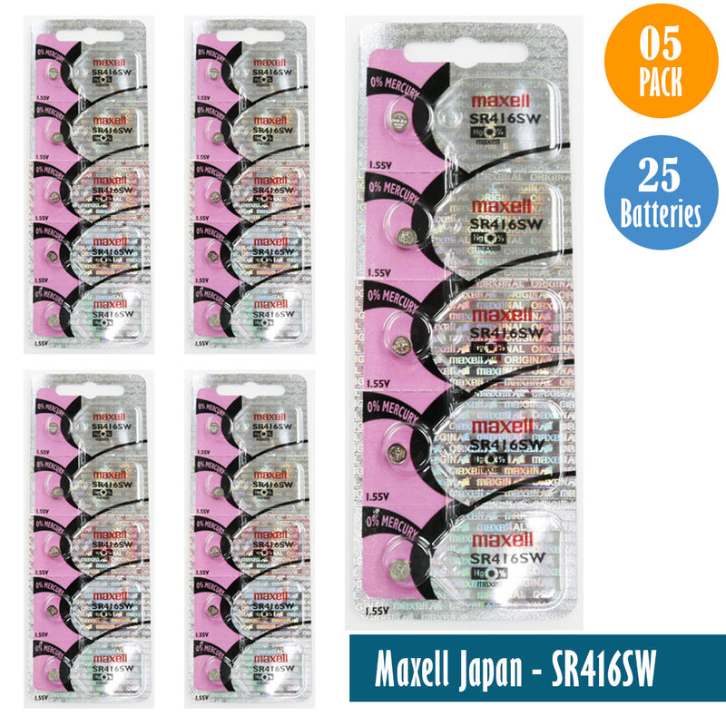 Load image into Gallery viewer, Maxell Japan - SR416SW Watch Batteries Single Pack of 5 Batteries
