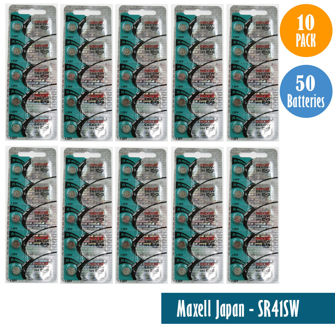 Maxell Japan - SR41SW (384) Watch Batteries Single Pack of 5 Batteries