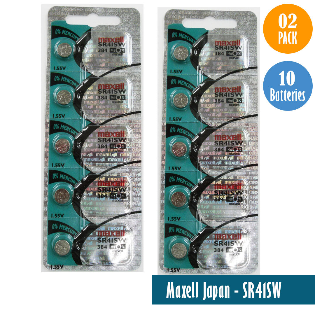 Maxell Japan - SR41SW (384) Watch Batteries Single Pack of 5 Batteries