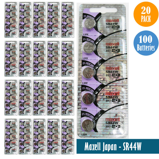 Maxell Japan - SR44W (357) Watch Batteries Single Pack of 5 Batteries