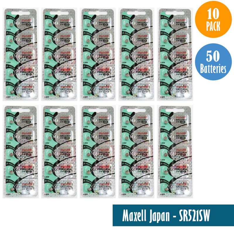 Load image into Gallery viewer, Maxell Japan - SR521SW (379) Watch Batteries Single Pack of 5 Batteries
