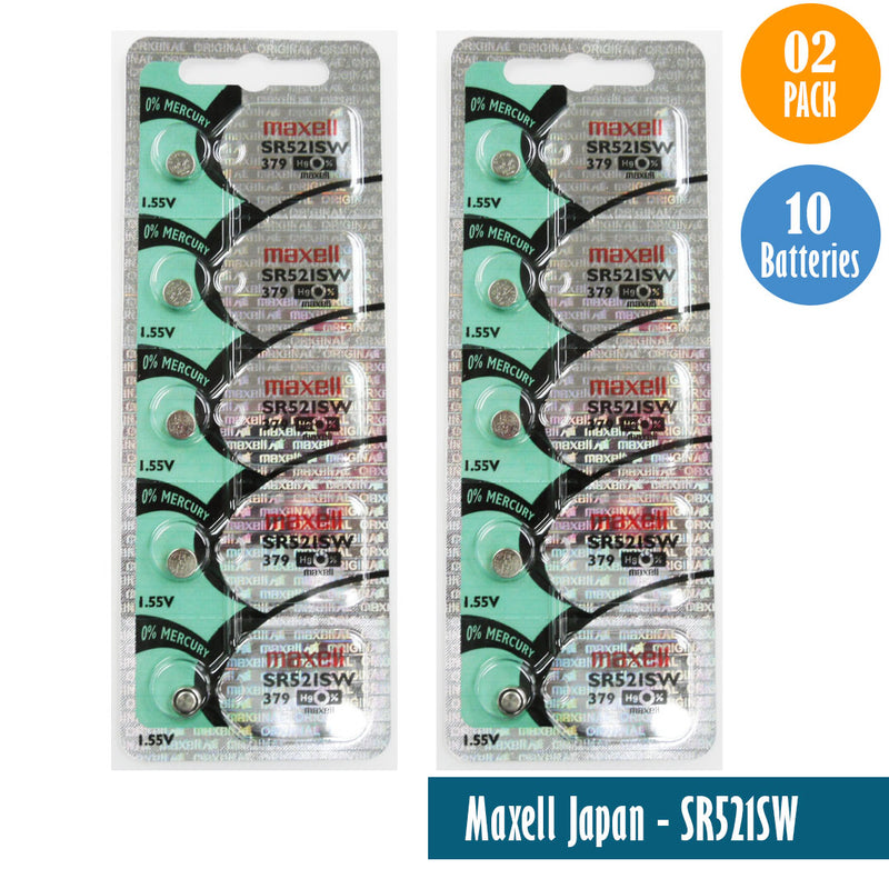 Load image into Gallery viewer, Maxell Japan - SR521SW (379) Watch Batteries Single Pack of 5 Batteries
