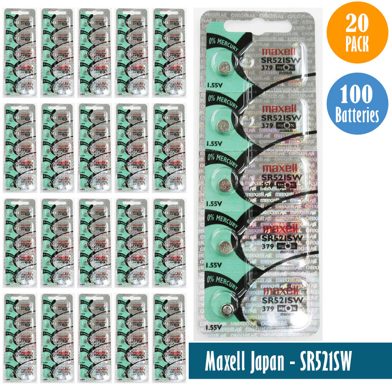 Load image into Gallery viewer, Maxell Japan - SR521SW (379) Watch Batteries Single Pack of 5 Batteries
