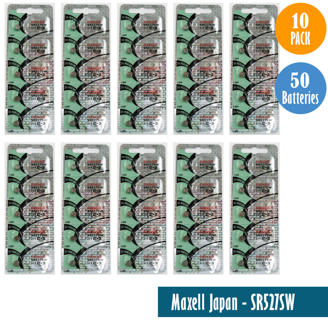 Maxell Japan - SR527SW (319) Watch Batteries Single Pack of 5 Batteries