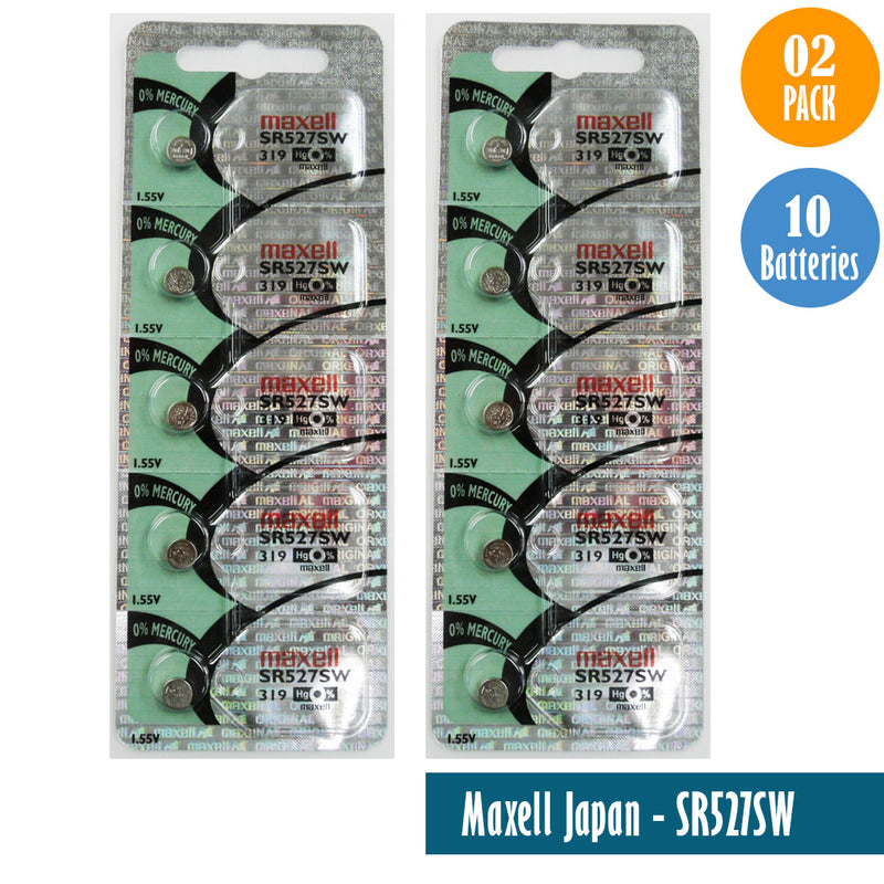 Load image into Gallery viewer, Maxell Japan - SR527SW (319) Watch Batteries Single Pack of 5 Batteries
