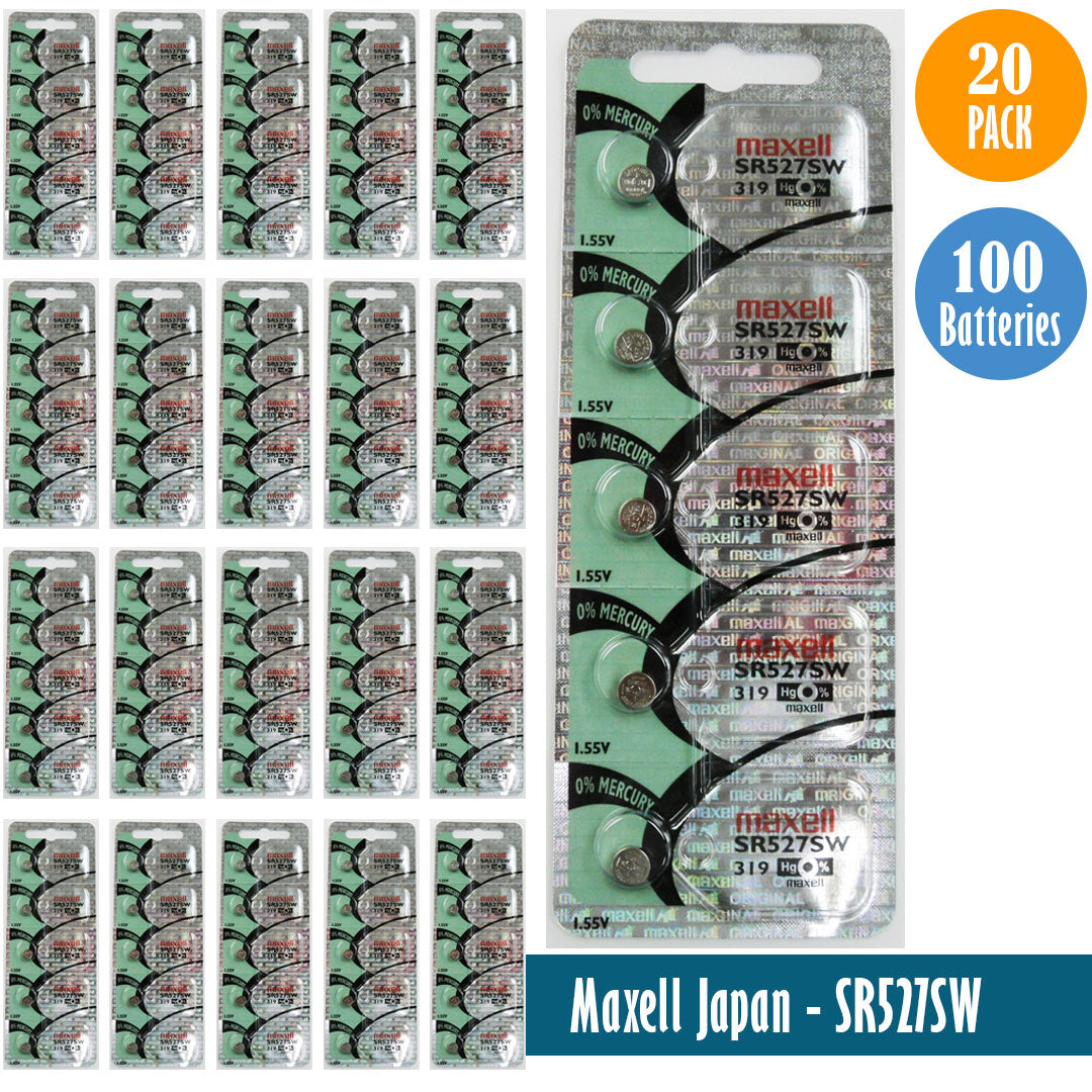 Maxell Japan - SR527SW (319) Watch Batteries Single Pack of 5 Batteries