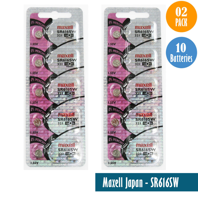 Load image into Gallery viewer, Maxell Japan - SR616SW (321) Watch Batteries Single Pack of 5 Batteries
