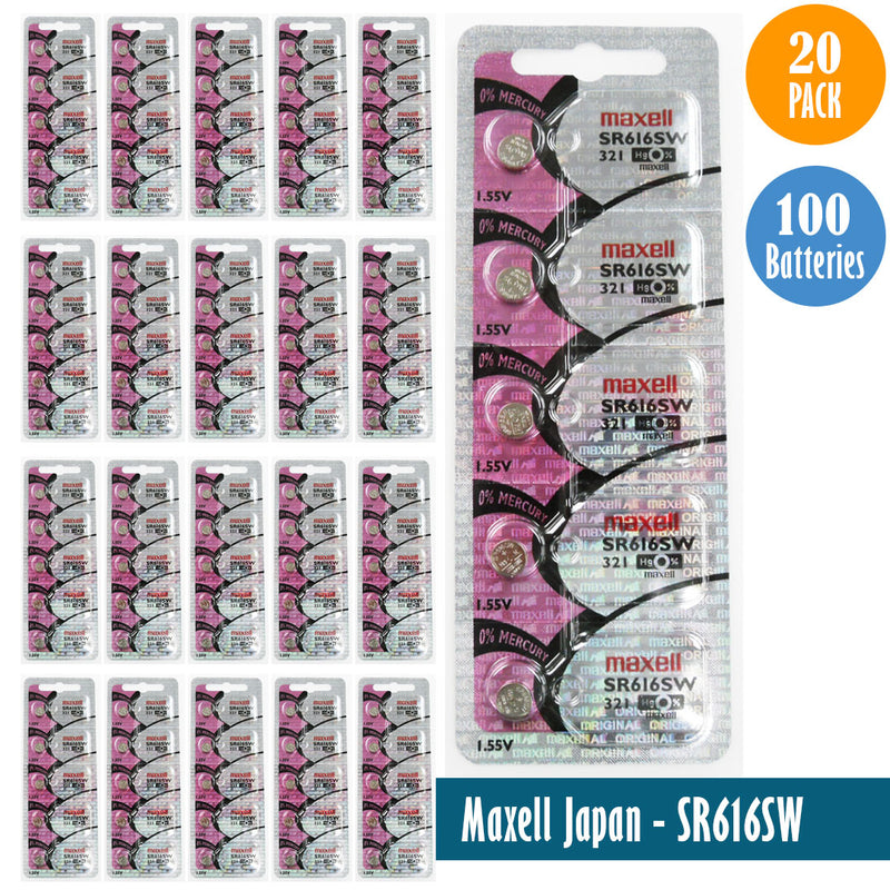 Load image into Gallery viewer, Maxell Japan - SR616SW (321) Watch Batteries Single Pack of 5 Batteries
