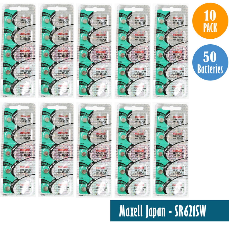 Load image into Gallery viewer, Maxell Japan - SR621SW (364) Watch Batteries Single Pack with 5 Batteries
