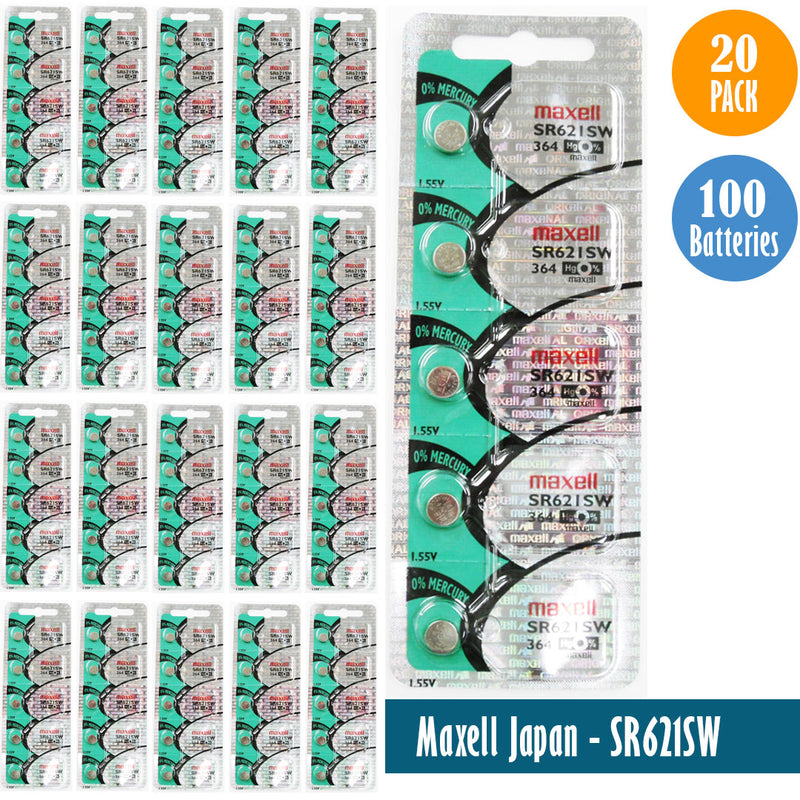 Load image into Gallery viewer, Maxell Japan - SR621SW (364) Watch Batteries Single Pack with 5 Batteries
