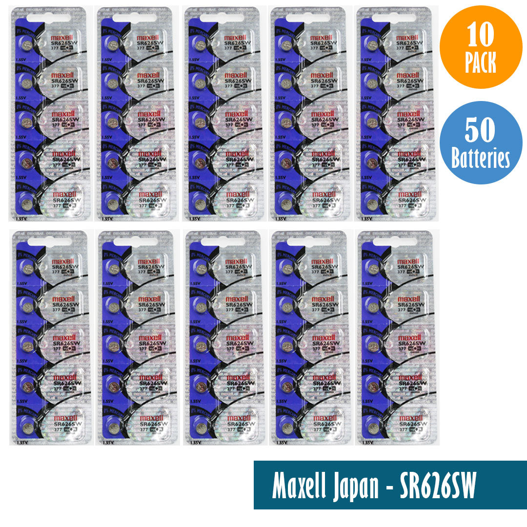 Maxell Japan - SR626SW (377) Watch Batteries Single Pack of 5 Batteries