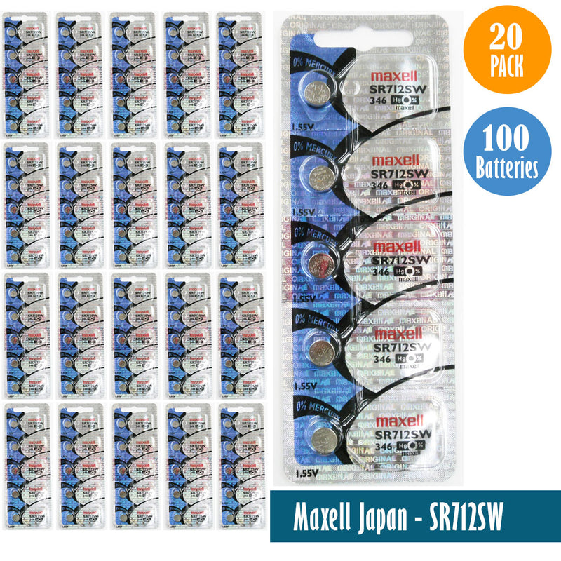 Load image into Gallery viewer, Maxell Japan - SR712SW (346) Watch Batteries Single Pack, 5 Batteries
