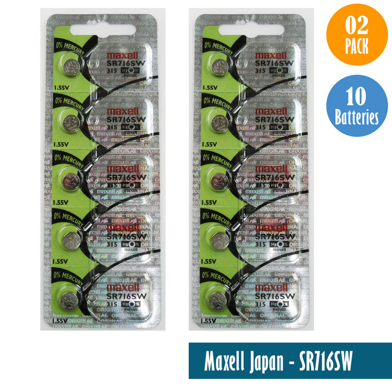 Load image into Gallery viewer, Maxell Japan - SR716SW (315) Watch Batteries Single Pack, 5 Batteries
