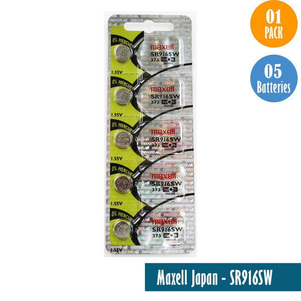 Maxell Japan - SR916SW (373) Watch Batteries Single Pack, 5 Batteries - Universal Jewelers & Watch Tools Inc. 