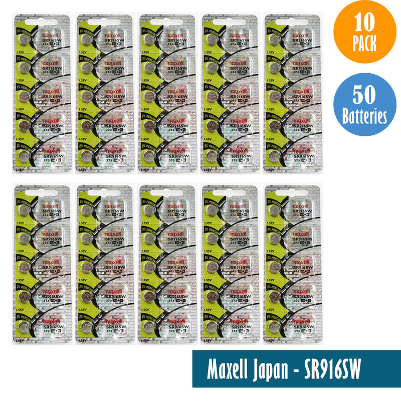 Load image into Gallery viewer, Maxell Japan - SR916SW (373) Watch Batteries Single Pack, 5 Batteries
