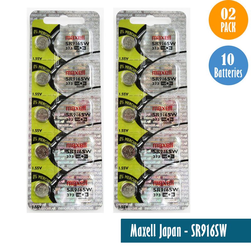 Load image into Gallery viewer, Maxell Japan - SR916SW (373) Watch Batteries Single Pack, 5 Batteries
