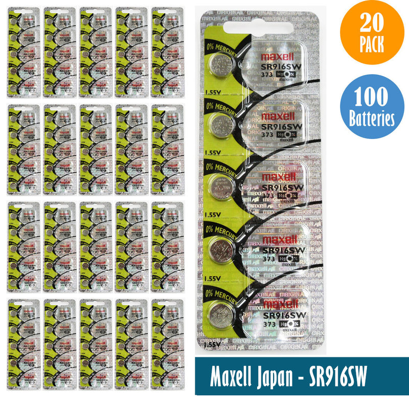 Load image into Gallery viewer, Maxell Japan - SR916SW (373) Watch Batteries Single Pack, 5 Batteries
