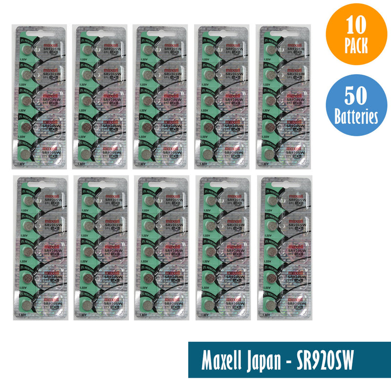 Load image into Gallery viewer, Maxell Japan - SR920SW (371) Watch Batteries Single Pack, 5 Batteries
